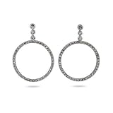 Eve's Addiction Cubic Zirconia Dangle Sterling Silver Circle Earrings