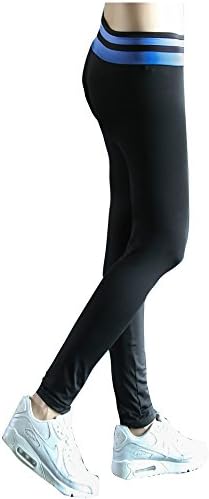 Womens Tights Capris Running Fitness Leggings Yoga Pants Active Jeggings Trousers Full Length Gym Leggings (M, saphire blue+black)