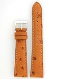 Watch Band Genuine Ostrich Leather Strap 20mm Tan with Quick Release Springs