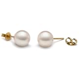 Pair of 8.0-8.5 mm, AAA Quality, White Akoya Pearl Stud Earrings