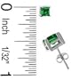 .925 Sterling Silver Emerald Gemstone Stud Earrings in Four Prongs- Princess Cut Shape 4 mm