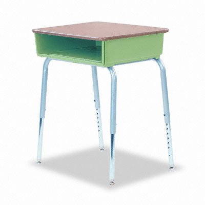 Virco 785 Open-Front Student Desk w/Colored Bookboxes, 24w x 18d, Green