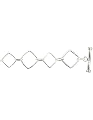 Sterling Silver 7 in. Italian Toggle Bracelet w/ Square Shape Cut-outs, 3/4 inch (18 mm) wide