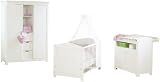 Pinolino 101617G - Kinderzimmer Nina gro&szlig;, 3-teilig mit Kinderbett, Wickelkommode und gro&szlig;em Kleiderschrank mit 2 T&uuml;ren (ohne Textilien)