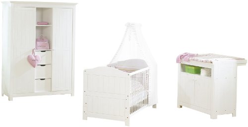 Pinolino 101617G - Kinderzimmer Nina gro&szlig;, 3-teilig mit Kinderbett, Wickelkommode und gro&szlig; Preisvergleich