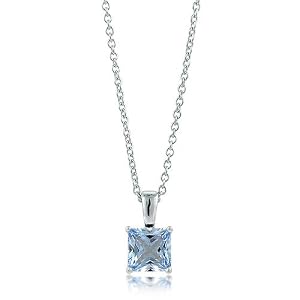 Sterling Silver 925 Aquamarine Princess CZ Solitaire Pen