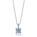 Sterling Silver Aquamarine Princess CZ Solitaire Pendant Necklace - 6mm image 3
