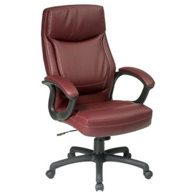 Office Star WorkSmart Executive High Back Eco Leather Chair with Locking Tilt Control, Burgundy On Sale