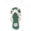 Solid Silver Pendant Necklace Enamel Sandal Green 16in