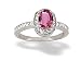 14K White Gold Genuine Oval Pink Tourmaline and Diamond Couture Ring