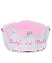 : Baby's First Birthday White with Pink Sparkle Crown *BESTSELLER*