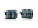 Elegant Grey Enamel Catseye Cufflinks Framed in Silver with Presentation Box