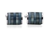 Elegant Grey Enamel Catseye Cufflinks Framed in Silver with Presentation Box