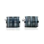 Elegant Grey Enamel Catseye Cufflinks Framed in Silver with Presentation Box