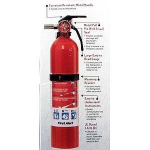 First Alert FE1A10GO Multi-Purpose Household Extinguisher Red