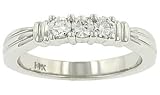 3 Round Diamond Ribbed Wedding Band .32cttw