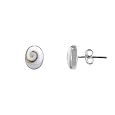 Sterling Silver and Eye of Shiva Shell 9x7mm Oval Stud Earrings