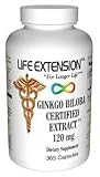 Ginkgo Biloba Certified Extract, 120 mg, 365 caps