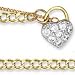 Jewelco London 9ct Solid gold Double Link Charm bracelet fitted with cubic zirconia set heart shaped padlock ( 5.6g )