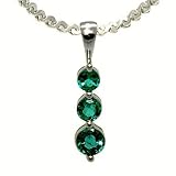 14K White Gold Emerald Pendant