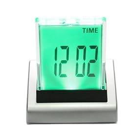 Digital LCD Thermometer Alarm Clock with Color Changing LED Backlight