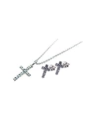 Nickel Free Sterling Silver Pendant & Earring Sets Cross CZ Set