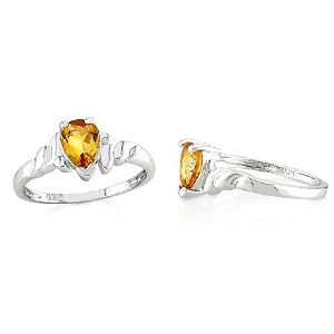 Buy Pear Cut Citrine Ring Sterling Silver by Peora