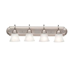 Vanity Light in Brushed Nickel with Alabaster Swirl Glass Shades by 