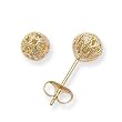 14k Yellow Gold Filigree Design 5mm Ball Stud Earrings, HypoAllergenic