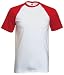 Fruit of the Loom short sleeve baseball t-shirt Red and white XXL (47 - 49 inch chest)