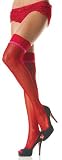 Valentine's Day Lycra Sheer Thigh High Nylon Stocking with Ruffle Trim and Bow