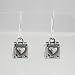 Little Square Dangle Heart Earrings in Sterling Silver with Stars and Moons, #9227