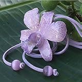 Natural orchid leather long necklace, 'Exotic Purple Bloom'