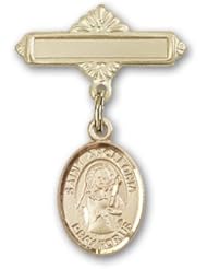 Gold Filled Baby Badge with St. Apollonia Charm and Polished Badge Pin