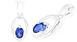 Oval Cut Simulated Sapphire Pendant Sterling Silver
