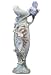 13 inch Tall Glazed Pale Blue Porcelain Vase Nymph with Purple Iris