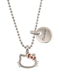 Hello Kitty Red Enamel 35th Anniversary Friendship White Sapphire & Diamond Accent Sterling Silver Pendant, 18