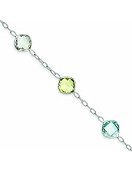 Genuine .925 Sterling Silver Multi Color Gemstone Bracelet 4.8 Grams . 100% Satisfaction Guaranteed.