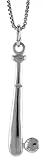 Sterling Silver 1 1/4 (32mm) Tall Bat and Baseball Pendant