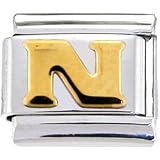 GOLD PUFFY Letter N Italian Charm