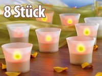 8er LED-Teelichte inklusive eleganten Windgläsern