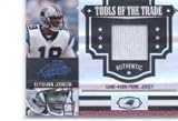 2007 Absolute Memorabilia Tools of the Trade Material Black Spectrum #91 Keyshawn Johnson - Carolina Panthers (Piece of Authentic Game-Worn Jersey - Serial #d to 25) (Football Cards)