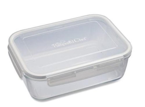 Pampered Chef 8 1/4-cup Rectangle Leakproof Glass Container with Lid
