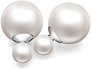 CharmGirl 925 Sterling Silver Reversible Double-Sided High Quality Pearl Stud Earrings