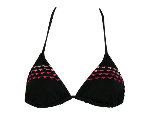 Island Soul Black Triangle Bikini Top W/hearts (Small)