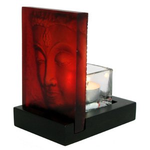 Buddha Face Tea Candle - Red
