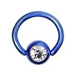 18 Gauge 1/4" Austrian Crystal Blue Titanium BCR Captive Ring