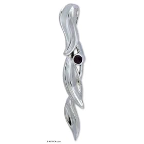 Amethyst pendant, 'Shimmering Leaves' by Novica