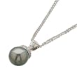 FreshWater Cultured Black Pearl, Round Brilliant Cut Diamonds, 14Kt. White Gold Pendant Necklace