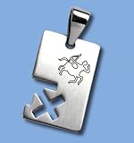 Stainless Steel Pendant - Etched Zodiac Design - Sagittarius, Necklace